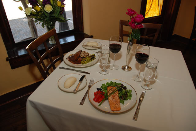 Dinner on a set table